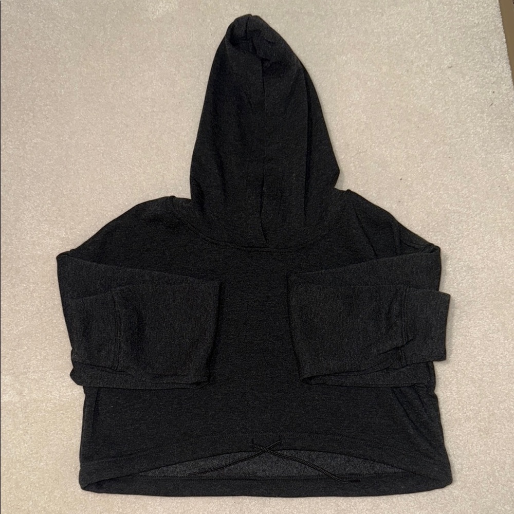 Black Hooded Cropped Sweatshirt
